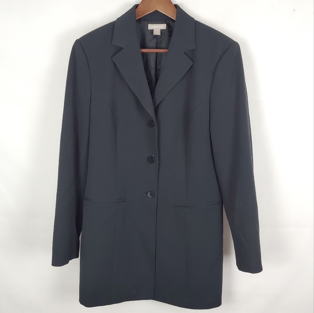 Nordstrom Long Line Blazer Coat Jacket Womens 8 Elegant Formal Work Office Glam